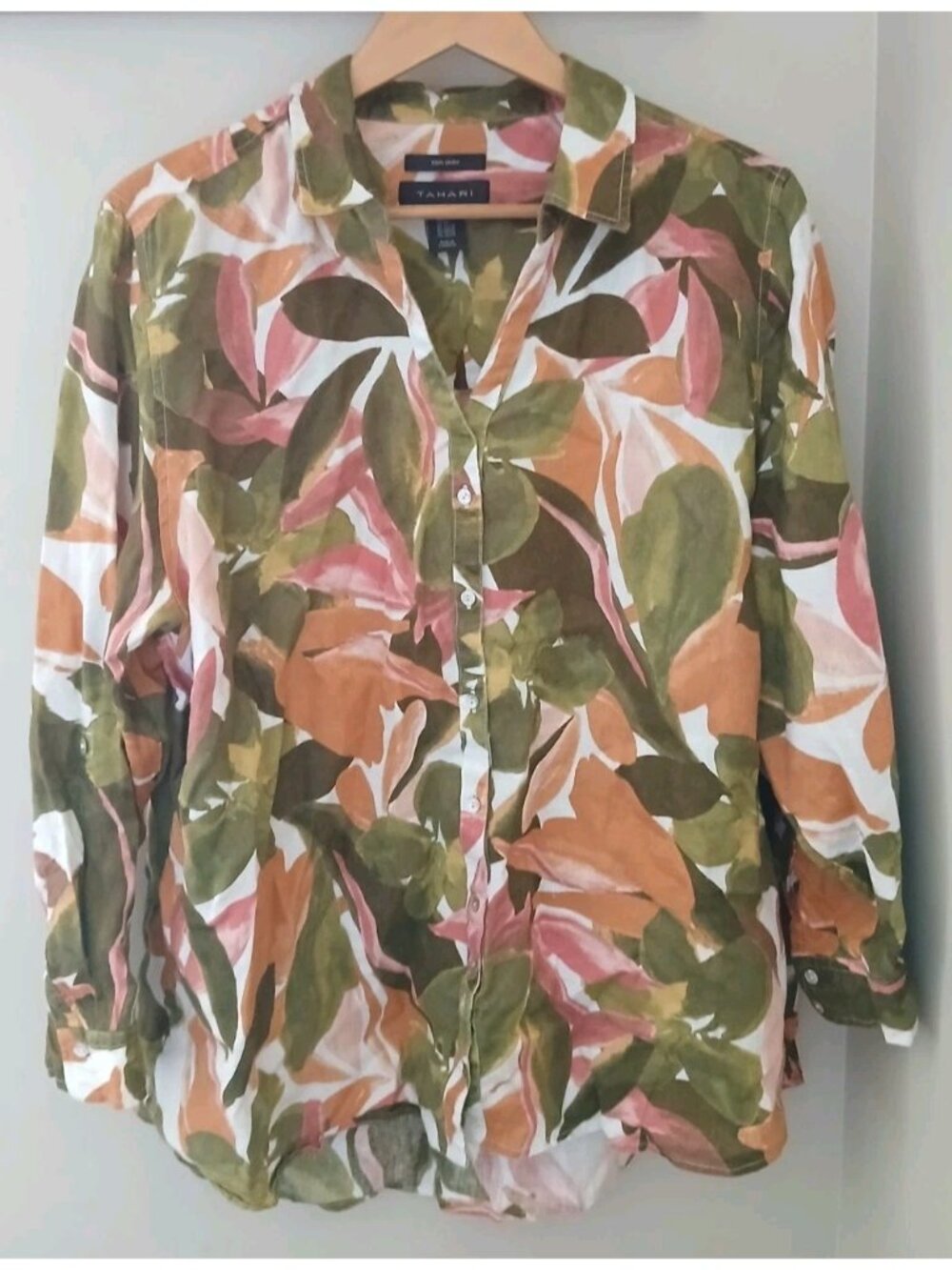 Tahari 100% Linen Button-Down Shirt